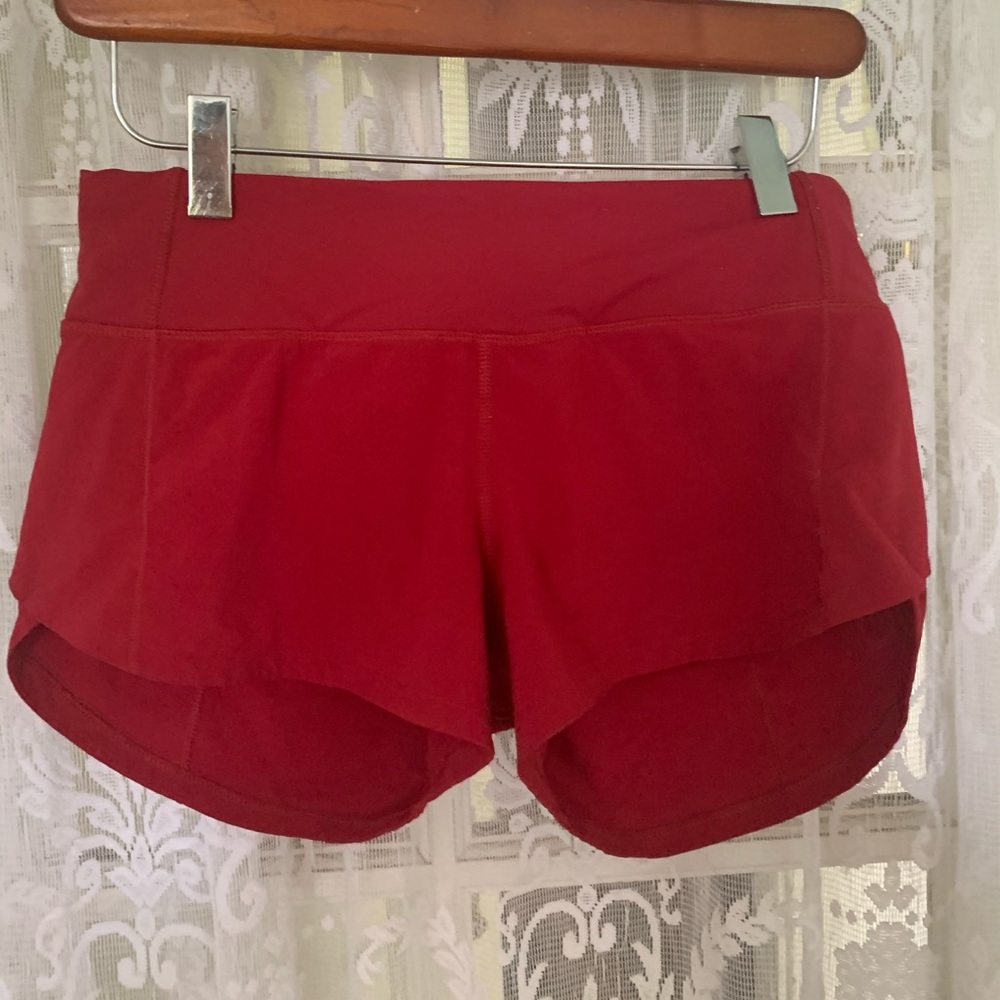 Red lululemon shorts